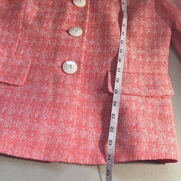 Nwt Le Suit tropical blooms papaya white blazer jacket size 10 - Picture 9 of 11